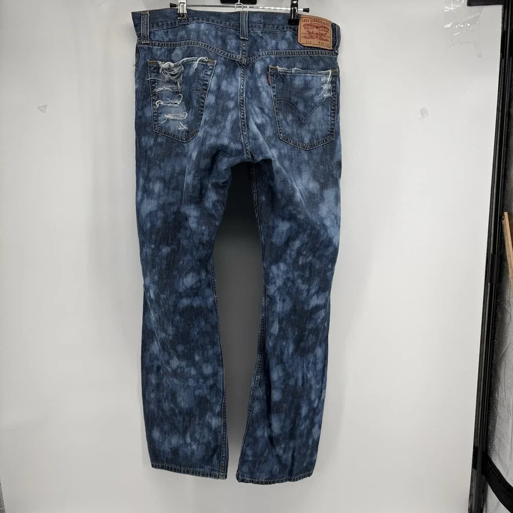 Levi's 514 Men's Jeans 36x32 Bleached Denim Slim‎ Straight Fit Distressed